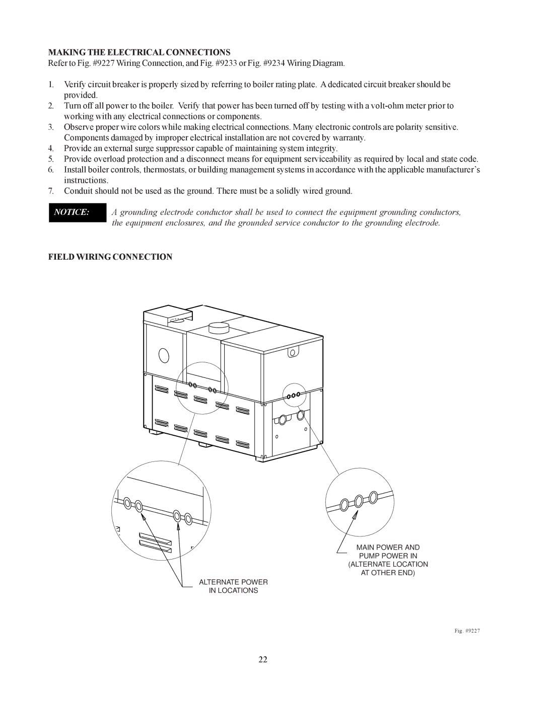 Raypak 302-902 manual Making the Electrical Connections, Field Wiring Connection 