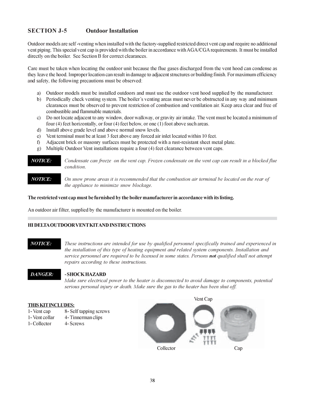 Raypak 302-902 manual Section J-5, Hideltaoutdoorventkitandinstructions 