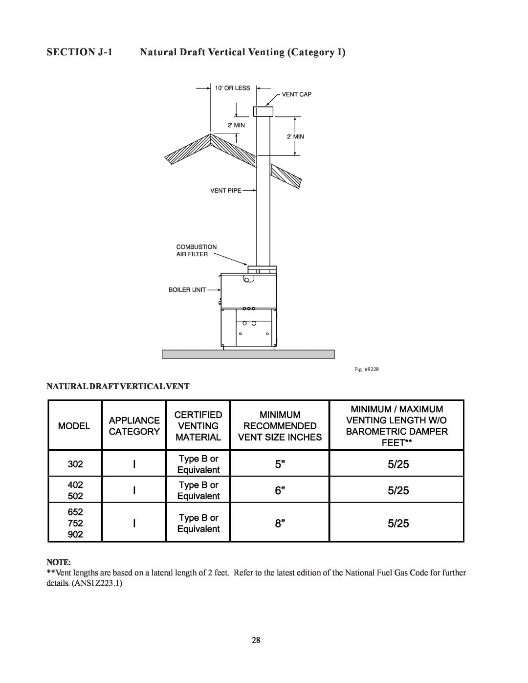 Raypak 302-902 manual Natural Draft Verticalvent, OR LESS VENT CAP 2 MIN 2 MIN VENT PIPE, Combustion Air Filter Boiler Unit 