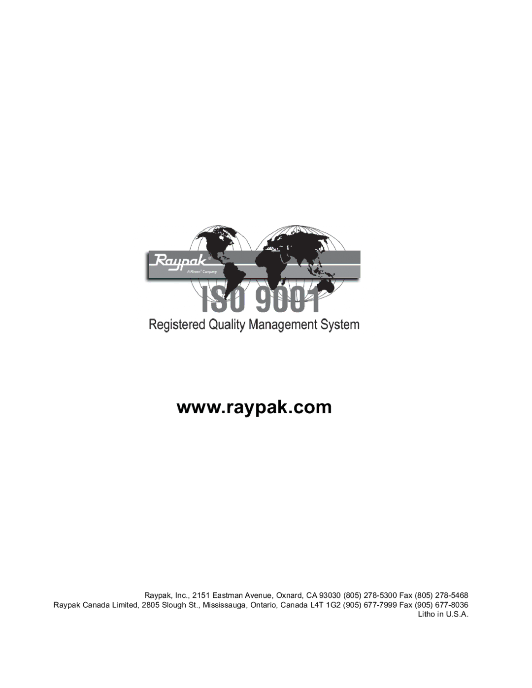 Raypak 302A-902A manual 