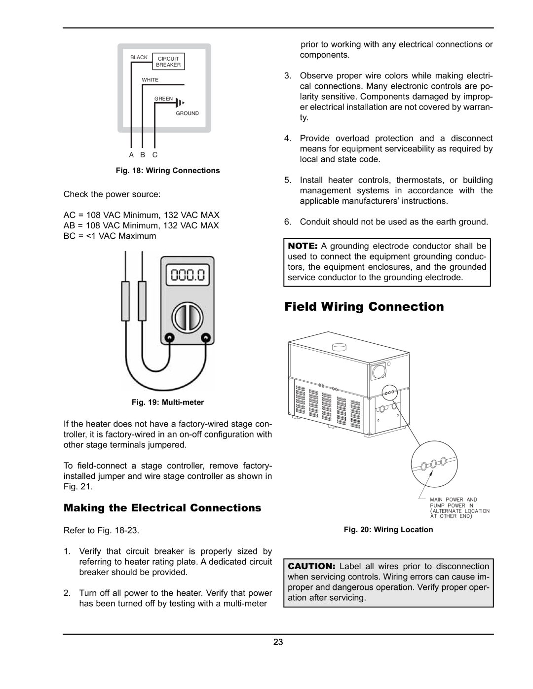 Raypak 302A-902A manual Field Wiring Connection, Making the Electrical Connections 