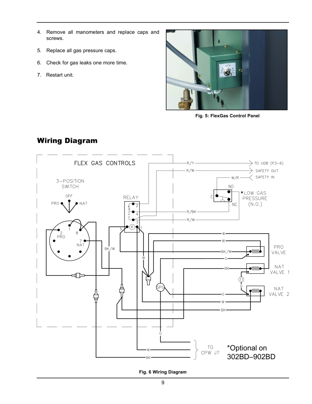 Raypak 302BD-2342BD instruction manual Wiring Diagram, Optional on 302BD-902BD, FlexGas Control Panel 
