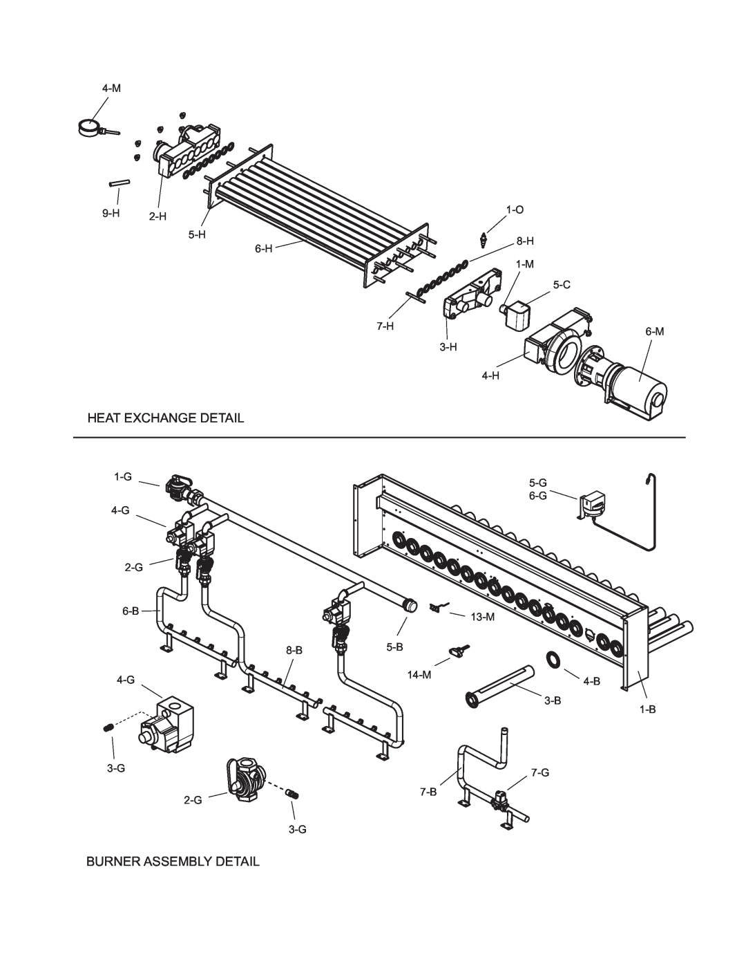 Raypak 899, 399 manual Heat Exchange Detail, Burner Assembly Detail 