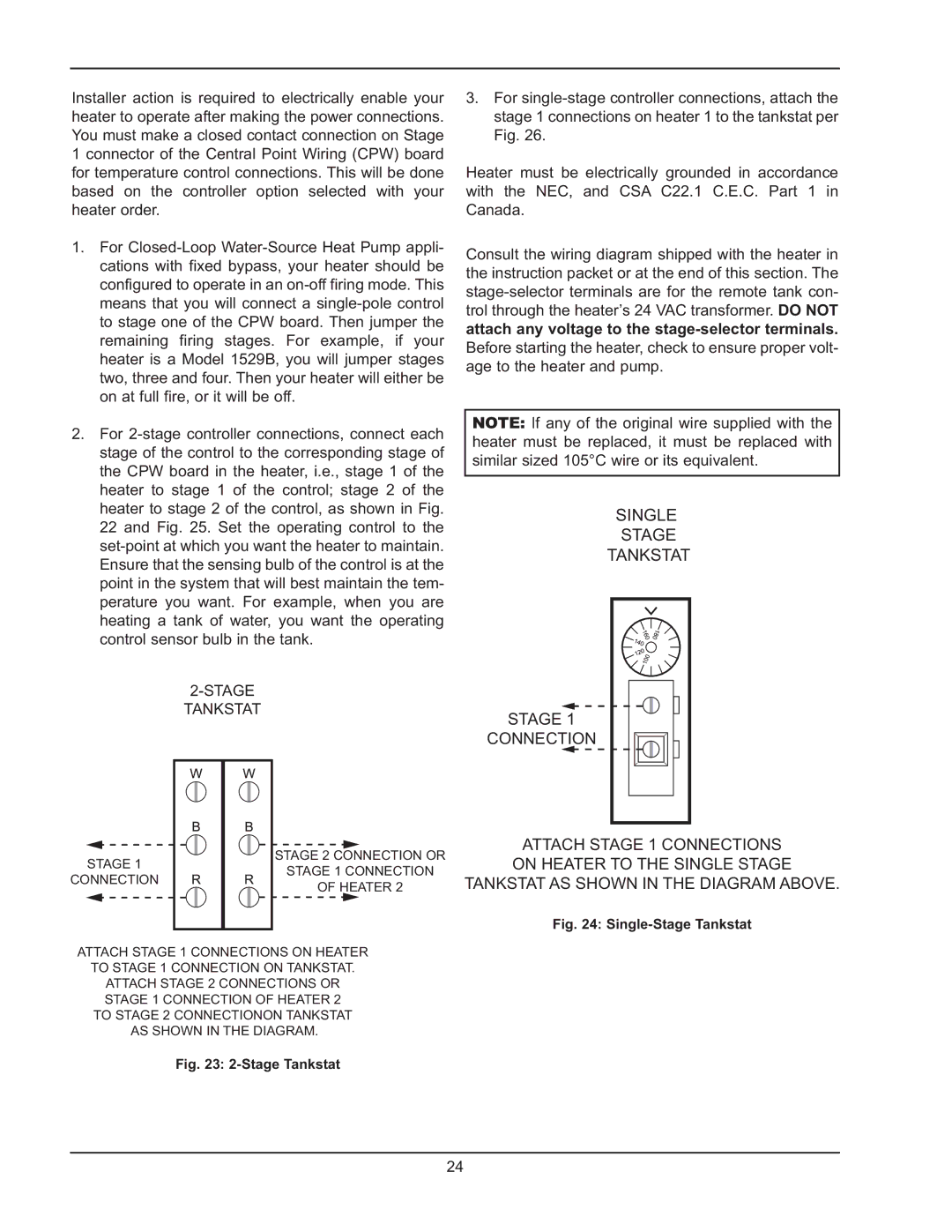 Raypak 399B-2339B operating instructions Single Stage Tankstat 