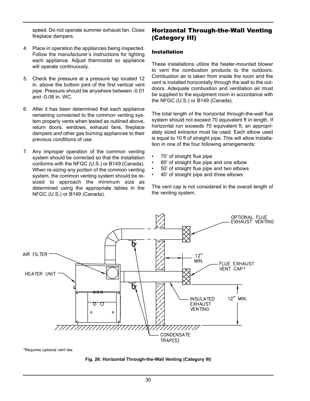 Raypak 399B-2339B operating instructions Horizontal Through-the-Wall Venting Category 