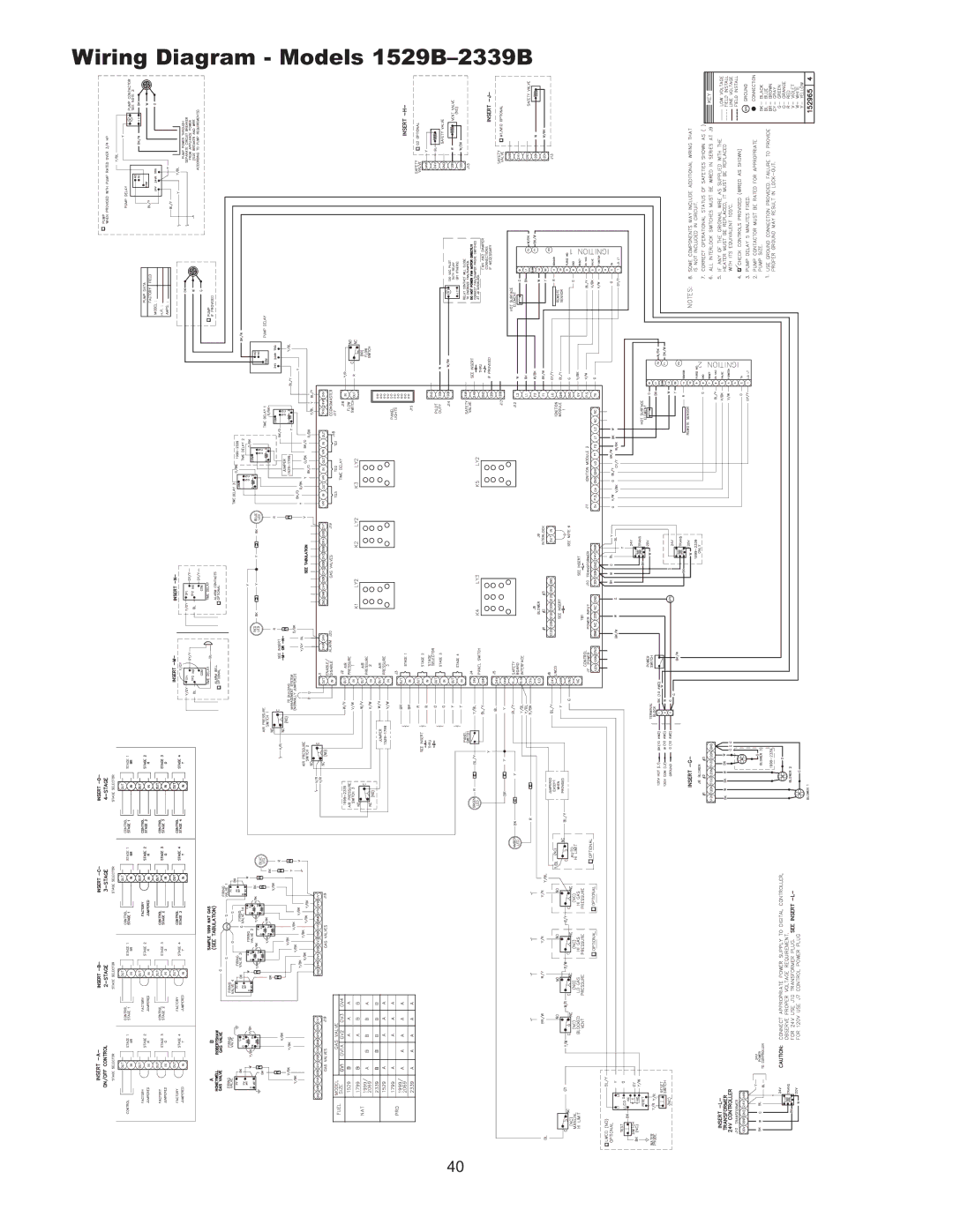 Raypak 399B-2339B operating instructions Wiring Diagram Models 1529B-2339B 