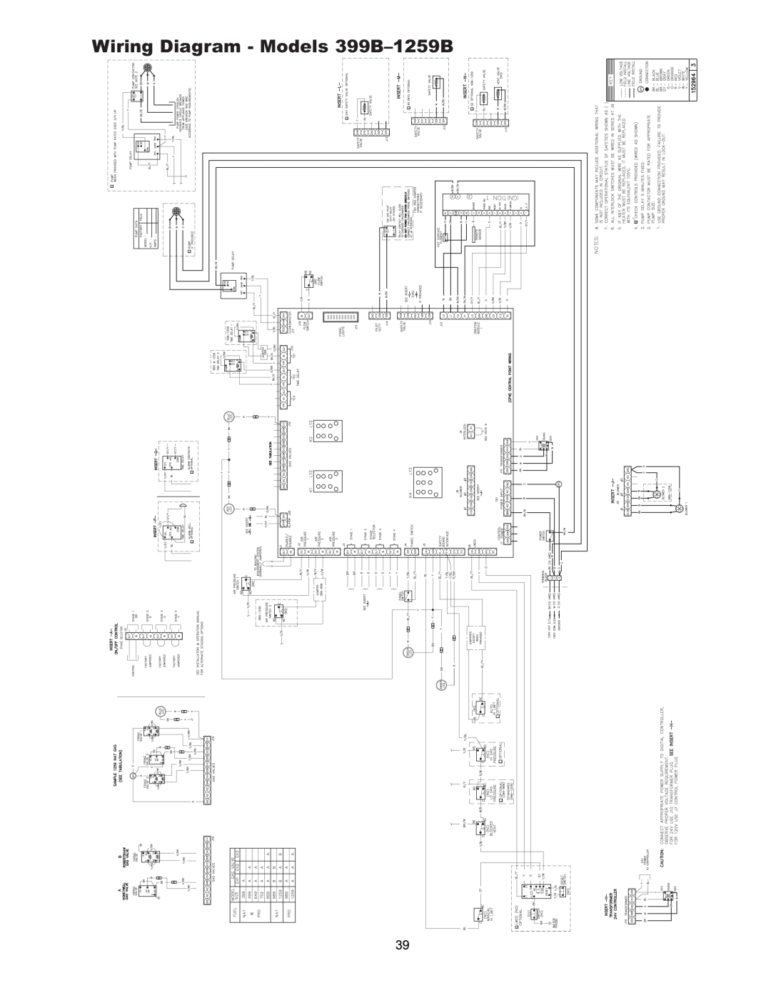 Raypak 399B-2339B operating instructions Wiring Diagram - Models 399B-1259B 