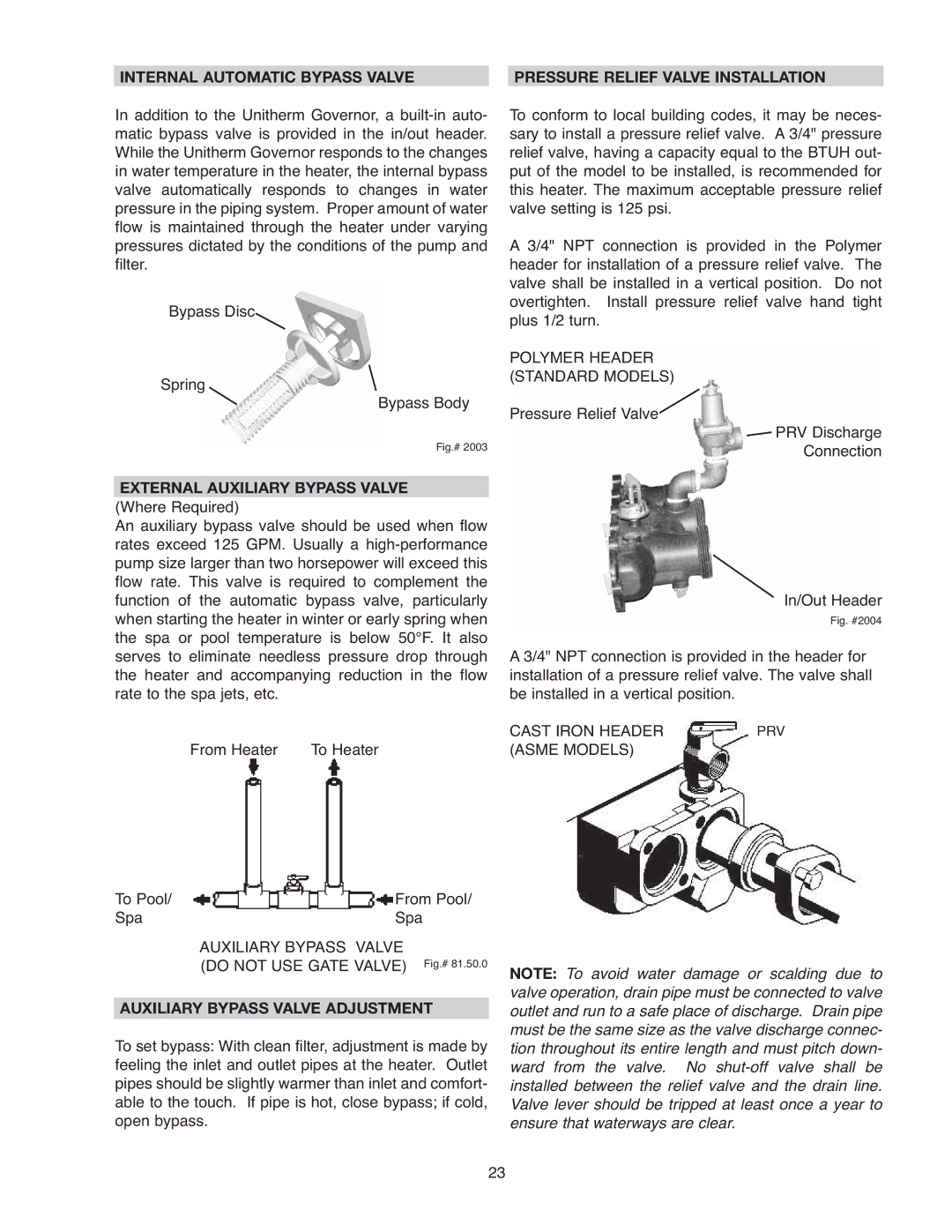 Raypak 266A, 406A, 206A, 407A, 337A, 336A, 207A, 267A External Auxiliary Bypass Valve, Auxiliary Bypass Valve Adjustment 