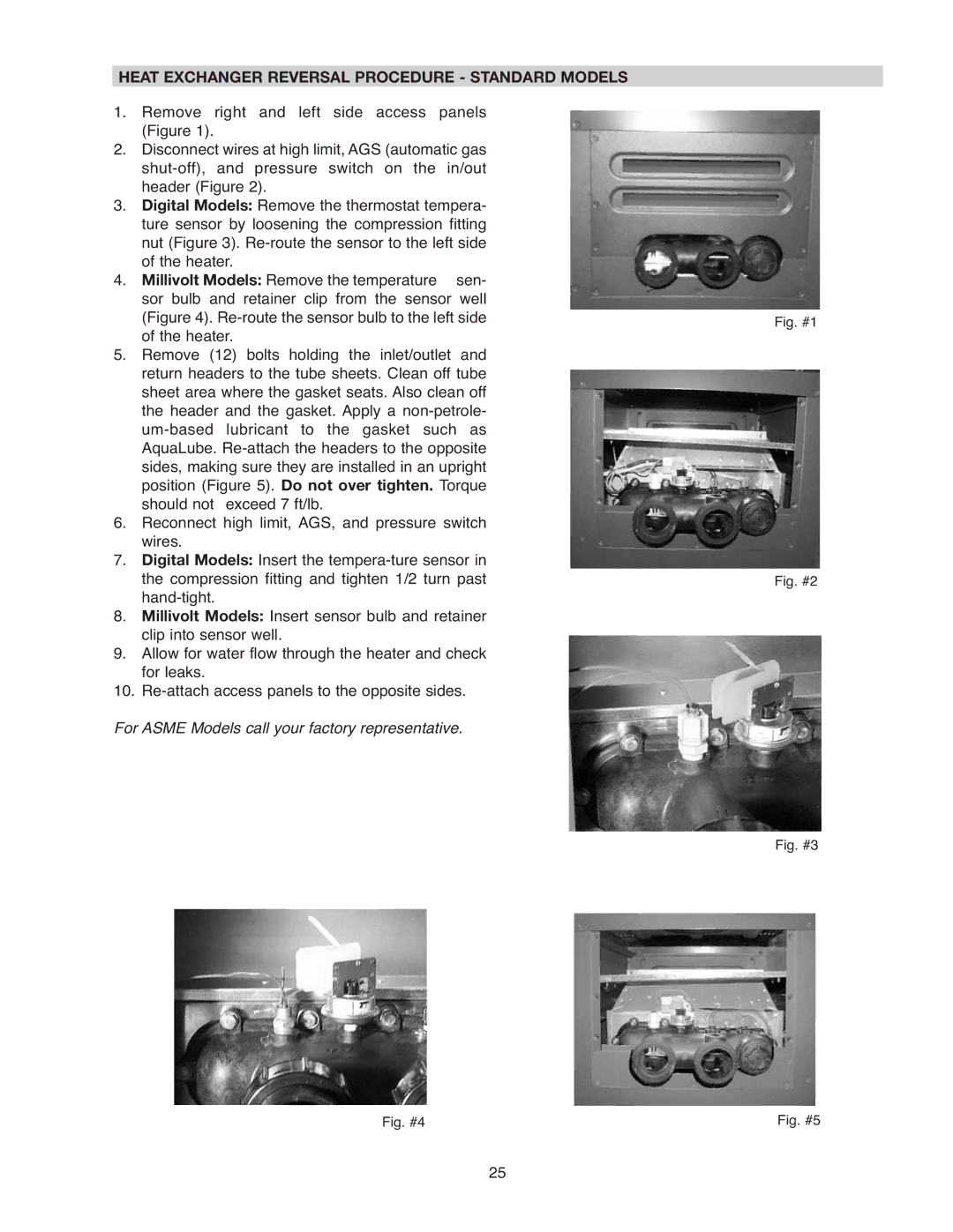 Raypak 206A, 406A, 407A, 337A, 336A, 207A, 267A, 266A Heat Exchanger Reversal Procedure Standard Models, Fig. #4 