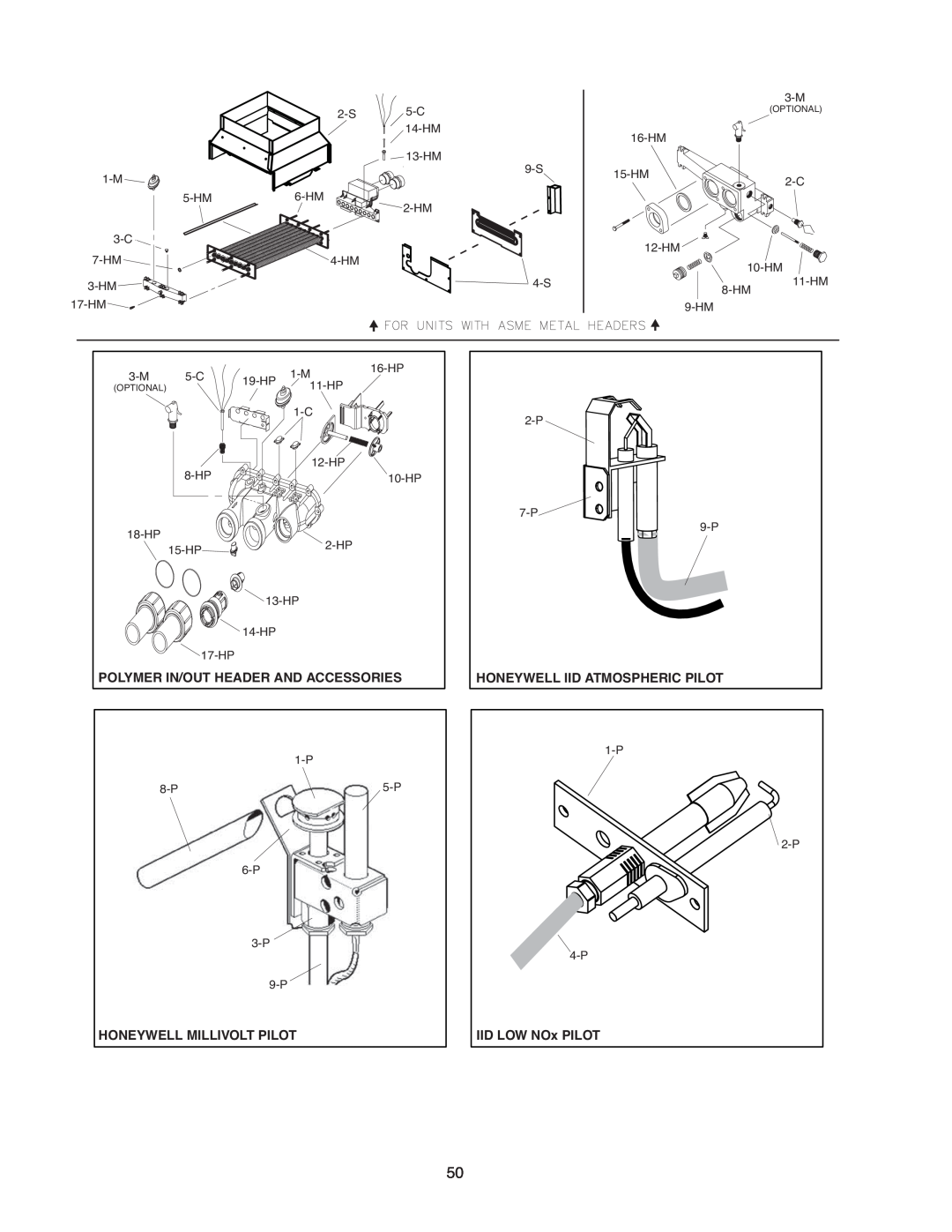Raypak 407A, 406A, 206A Polymer In/Out Header And Accessories, Honeywell Iid Atmospheric Pilot, Honeywell Millivolt Pilot 