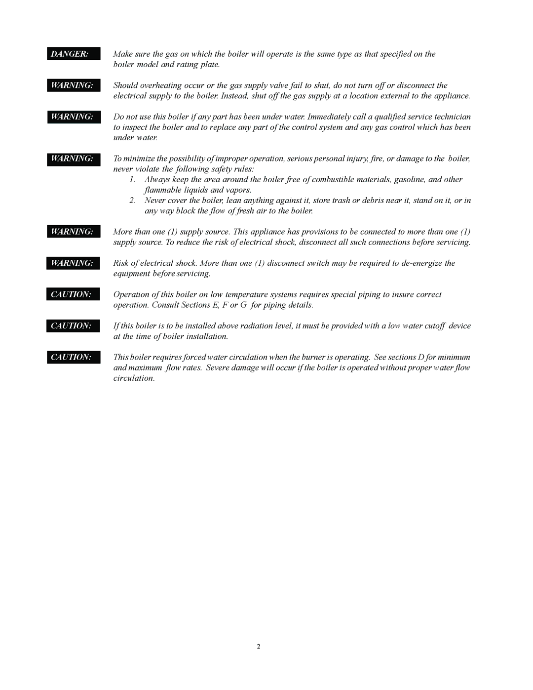 Raypak 1000, 500, 750 installation instructions 