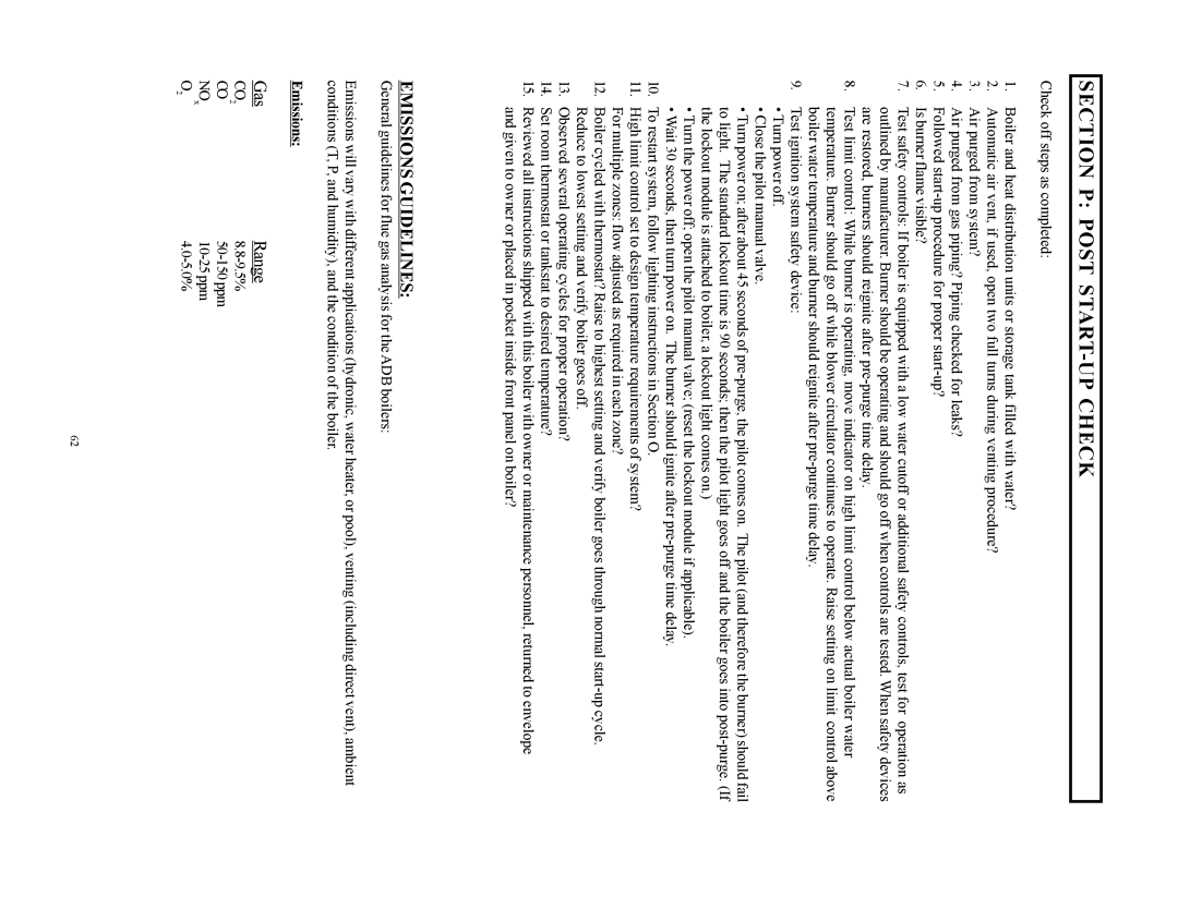 Raypak 1000, 500, 750 installation instructions Section P Post START-UP Check, Emissions Guidelines, CO2 