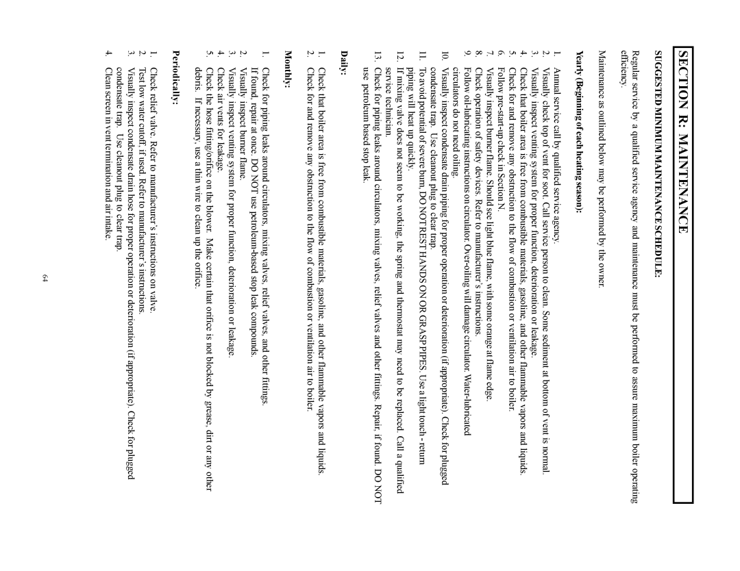 Raypak 750, 500, 1000 installation instructions Section R Maintenance, Suggested Minimum Maintenance Schedule 