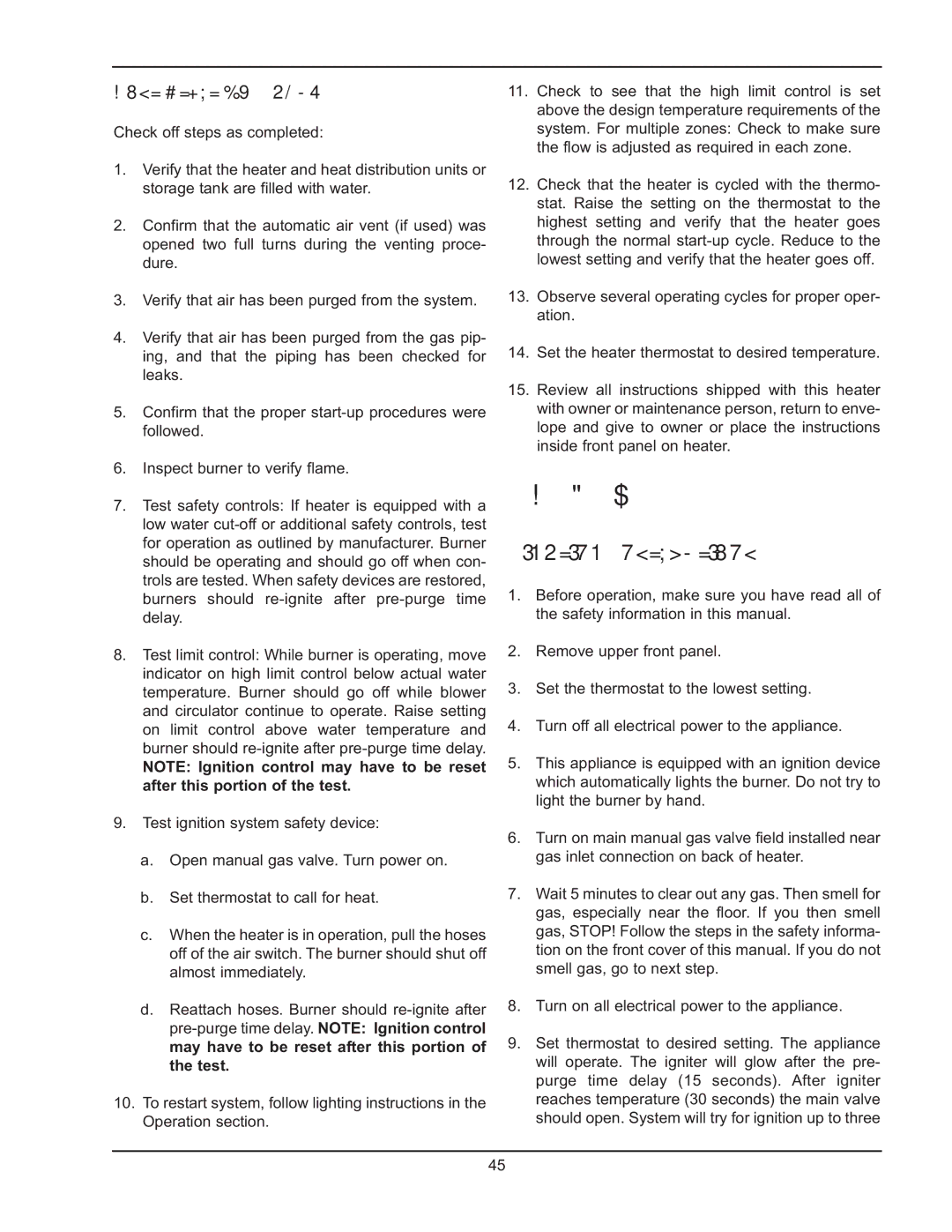 Raypak 503-2003 manual Operation, Lighting Instructions, Post Start-Up Check 