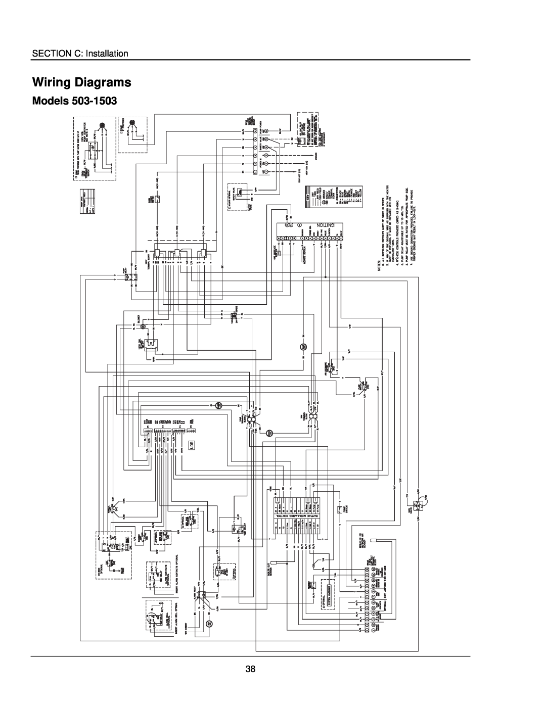 Raypak 503-2003 manual Wiring Diagrams, Models, SECTION C Installation 
