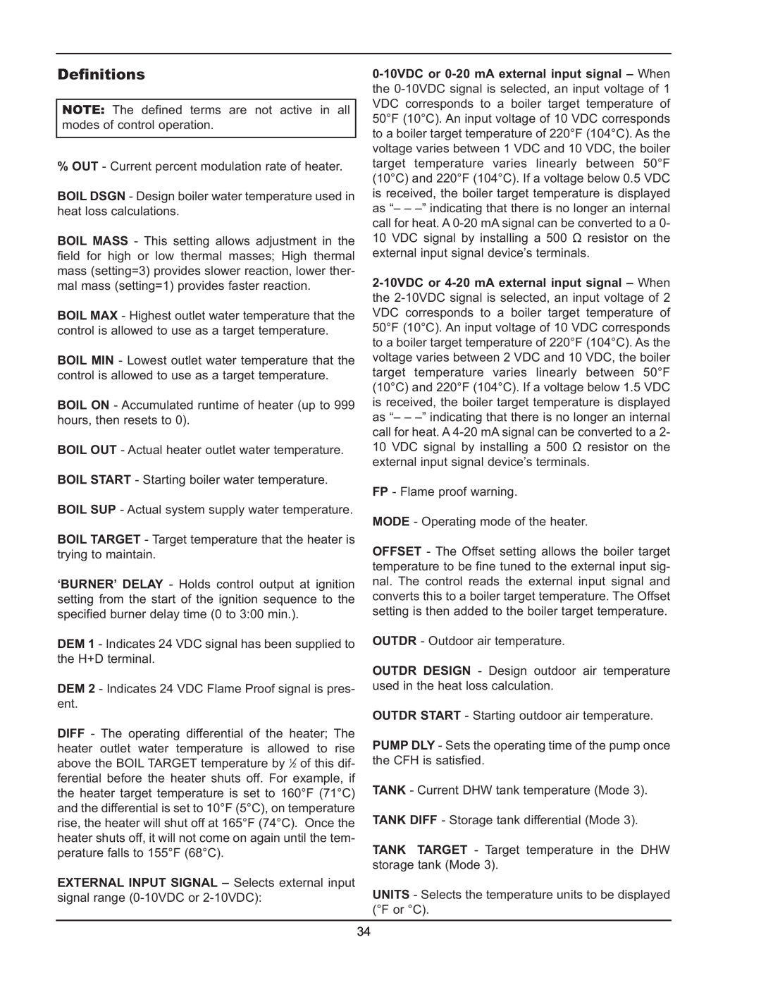 Raypak 503-2003 manual Definitions 