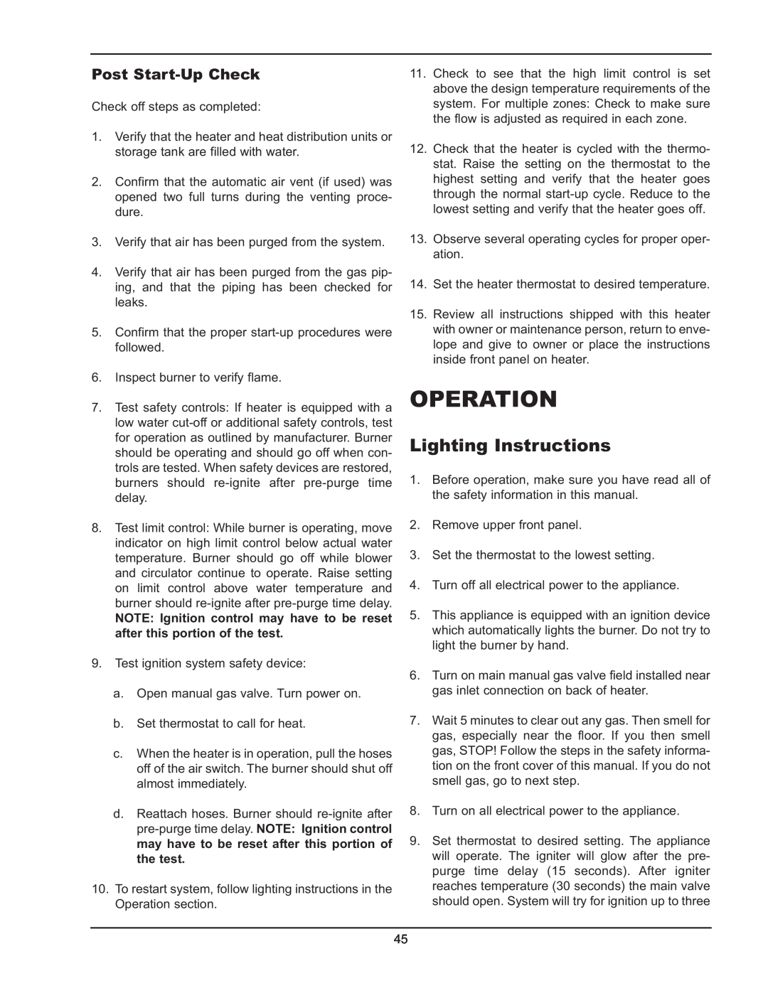 Raypak 503-2003 manual Operation, Lighting Instructions 