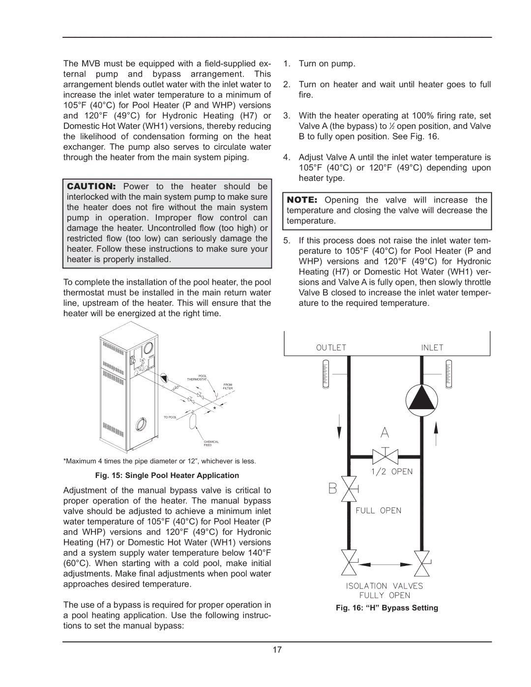 Raypak 5042004 operating instructions Pool heating application. Use the following instruc 