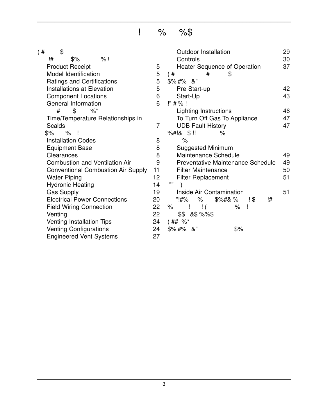 Raypak 5042004 operating instructions Contents 