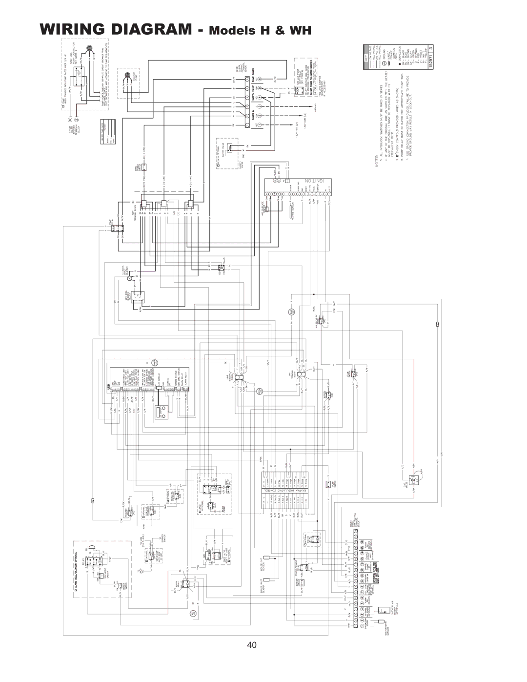 Raypak 5042004 operating instructions Wiring Diagram Models H & WH 