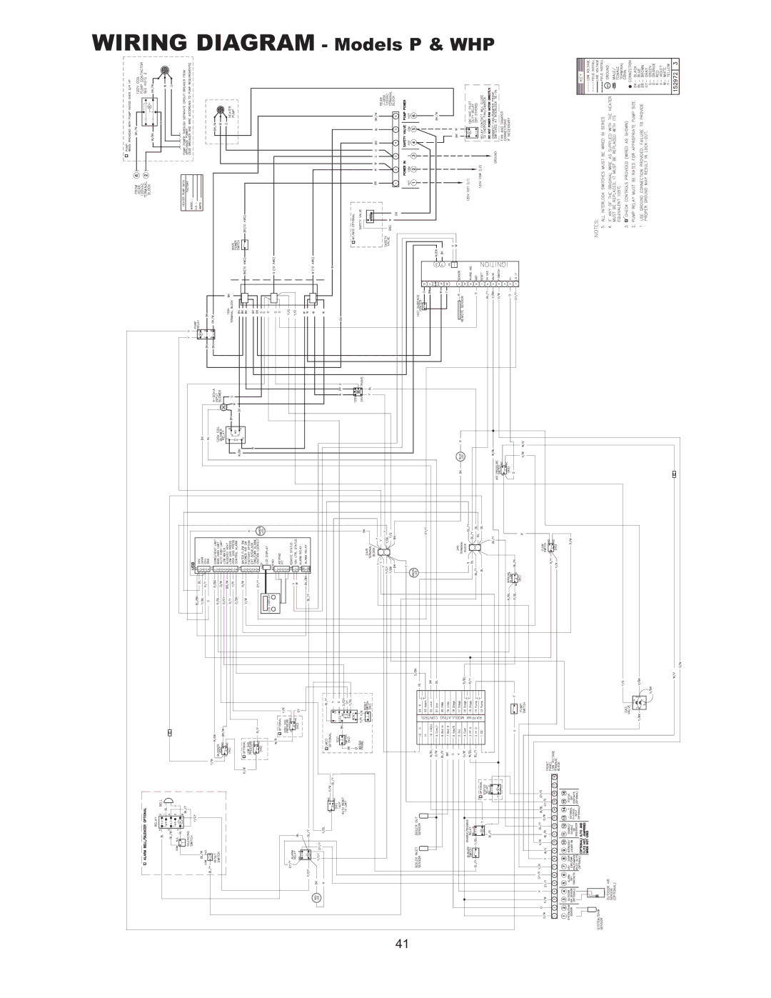 Raypak 5042004 operating instructions Wiring Diagram Models P & WHP 