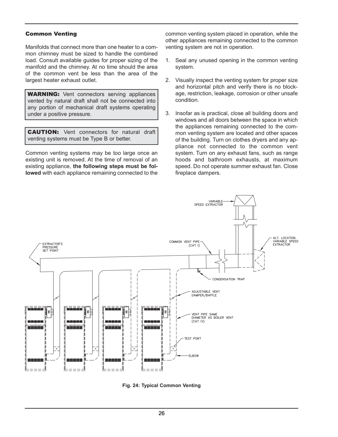 Raypak 5042004 operating instructions Common Venting 