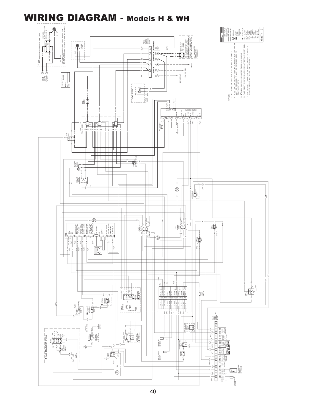 Raypak 5042004 operating instructions WIRING DIAGRAM - Models H & WH 