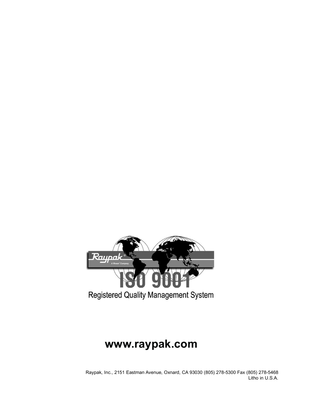 Raypak 5042004 operating instructions 