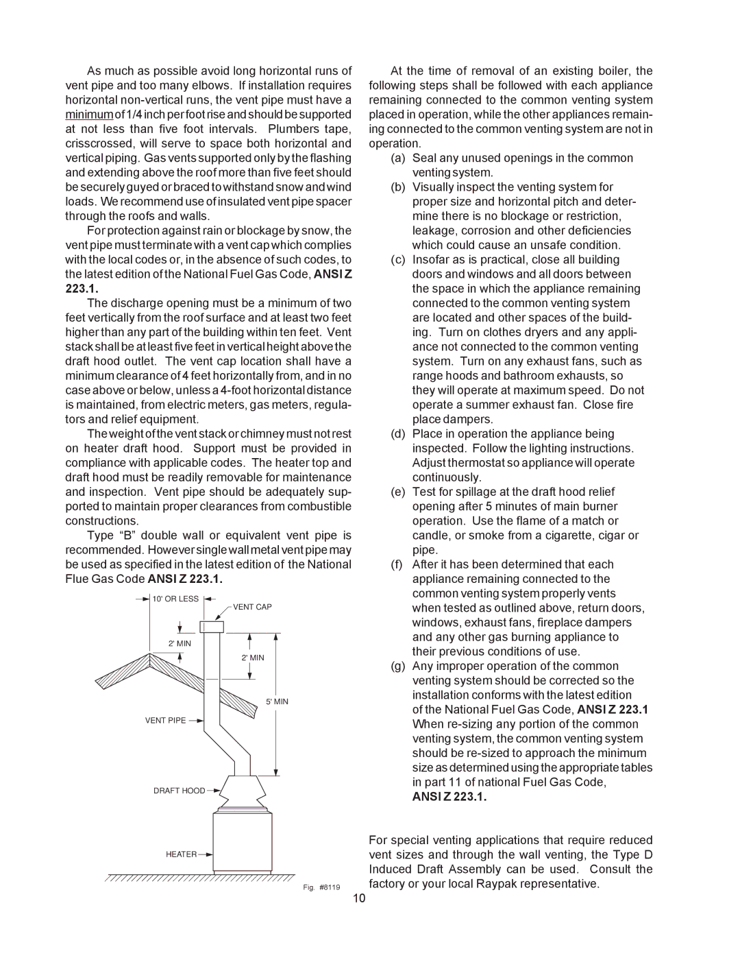 Raypak 514-824 manual Ansi Z 