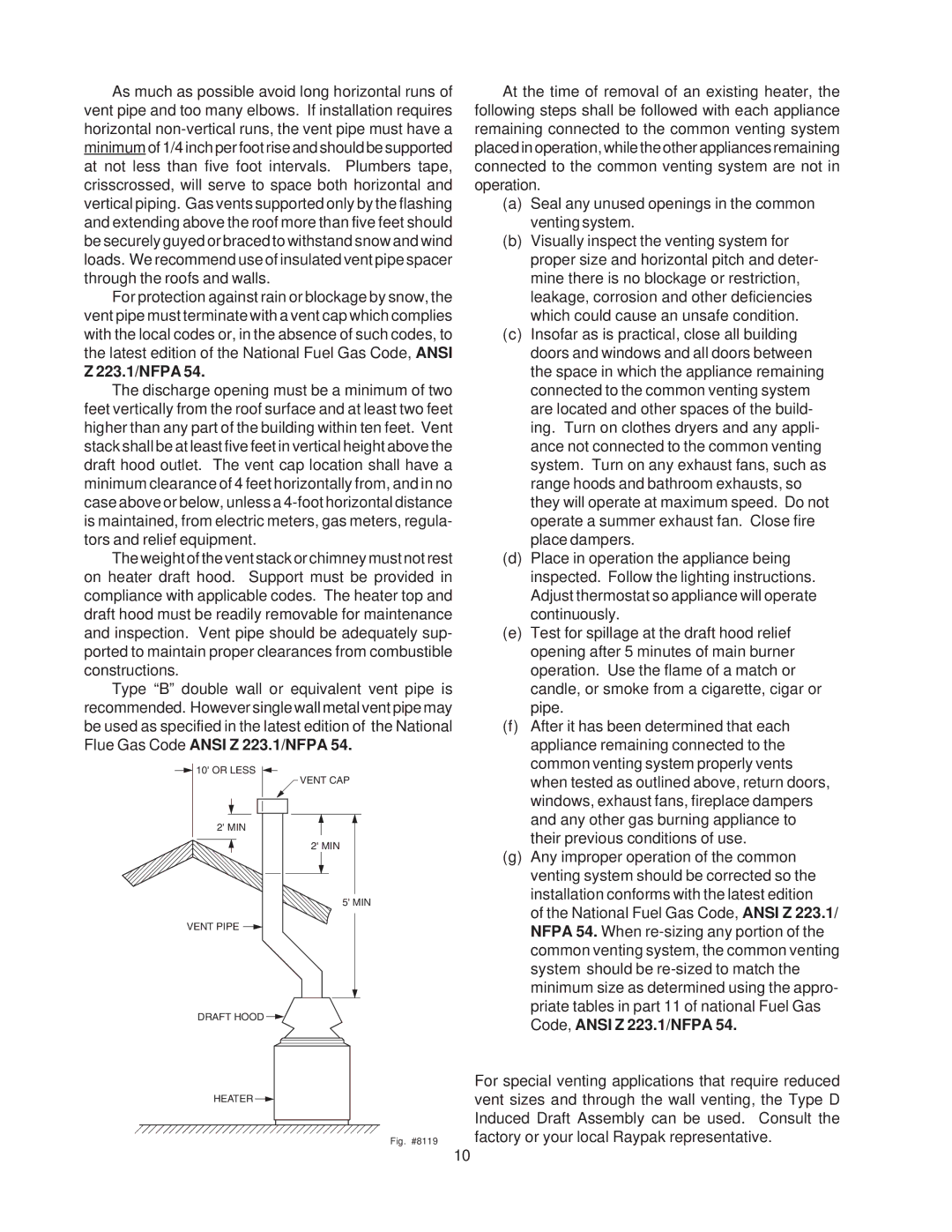 Raypak 514-824 manual 223.1/NFPA 