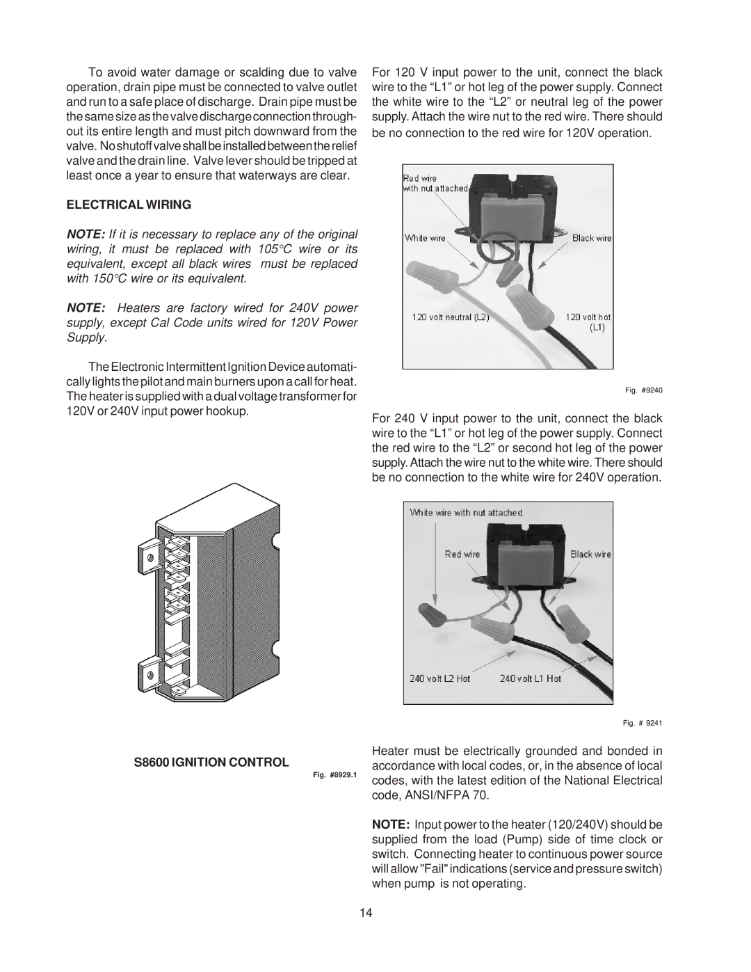 Raypak 514-824 manual Electrical Wiring, S8600 Ignition Control 