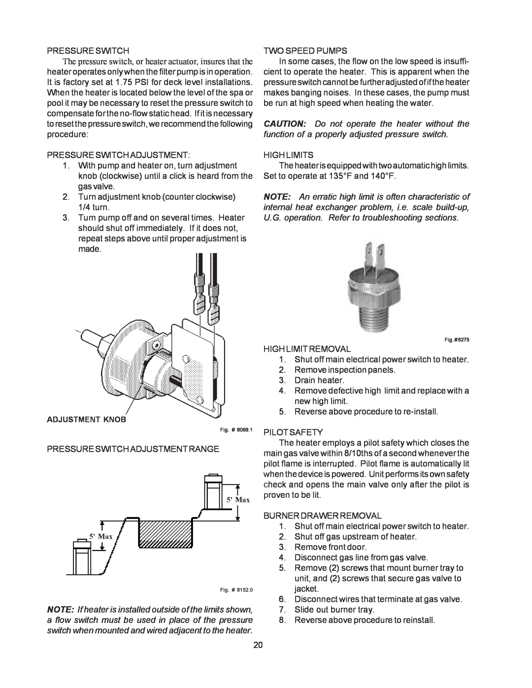 Raypak 514-824 manual Pressure Switch 