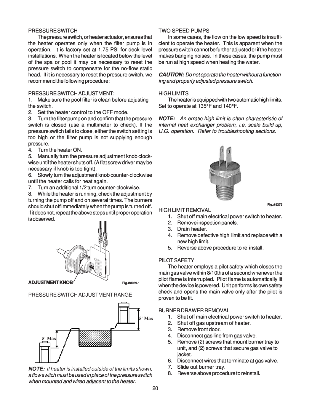 Raypak 514-824 manual Pressure Switch 