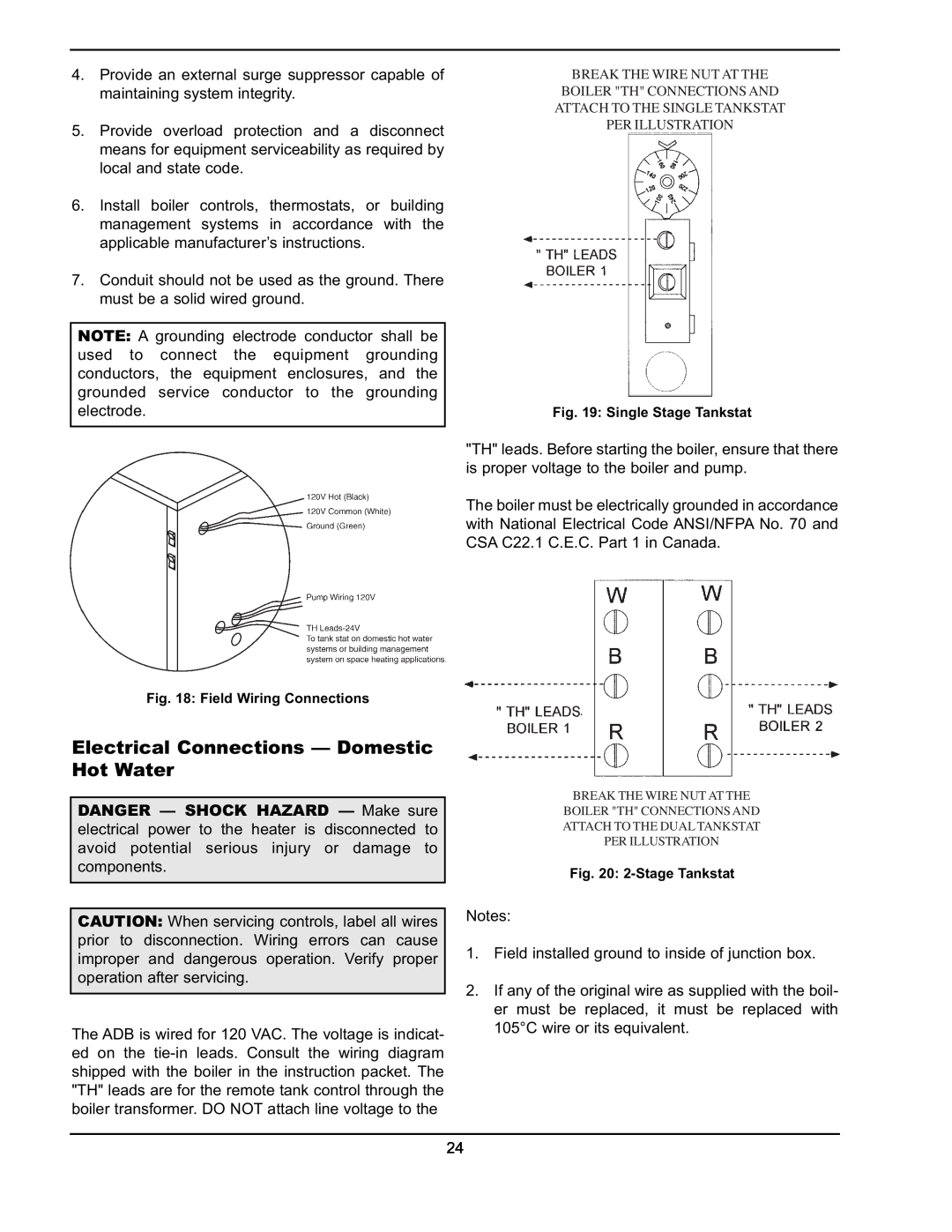 Raypak 751 manual Electrical Connections - Domestic Hot Water 