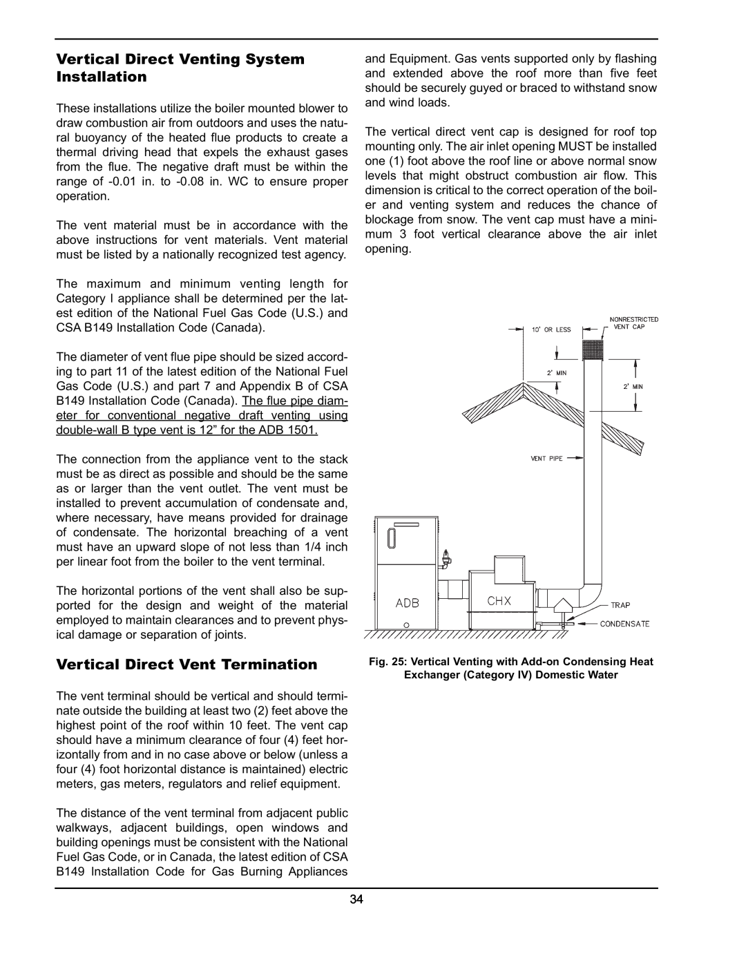 Raypak 751 manual Vertical Direct Venting System Installation, Vertical Direct Vent Termination 