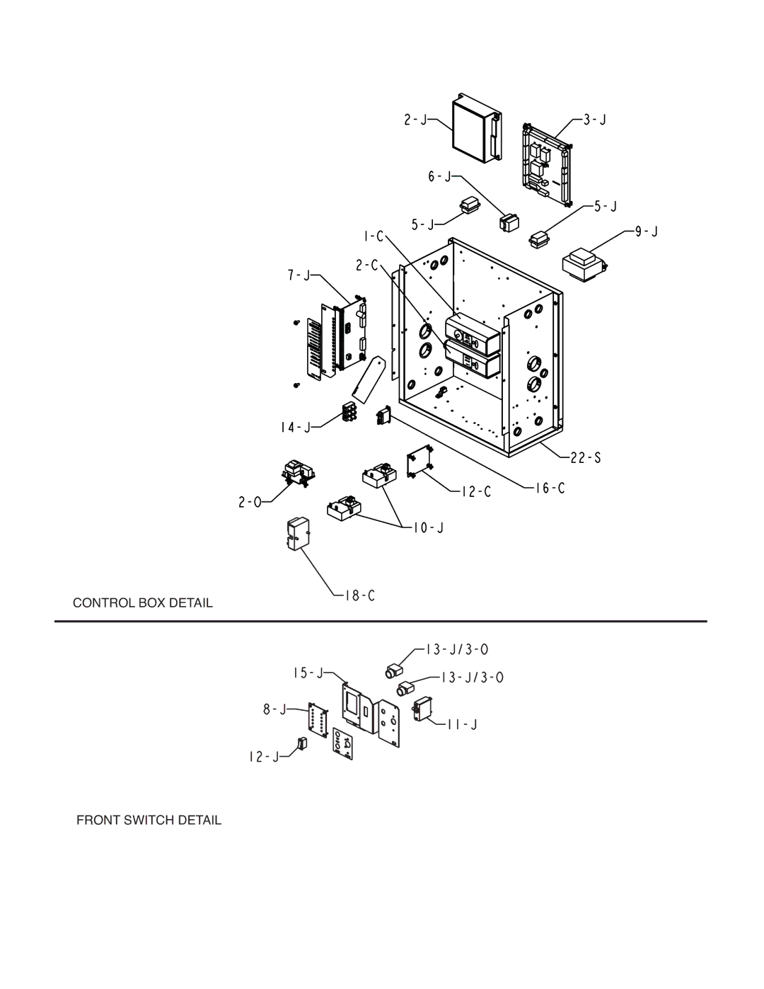 Raypak 752B, 652B manual Control BOX Detail Front Switch Detail 