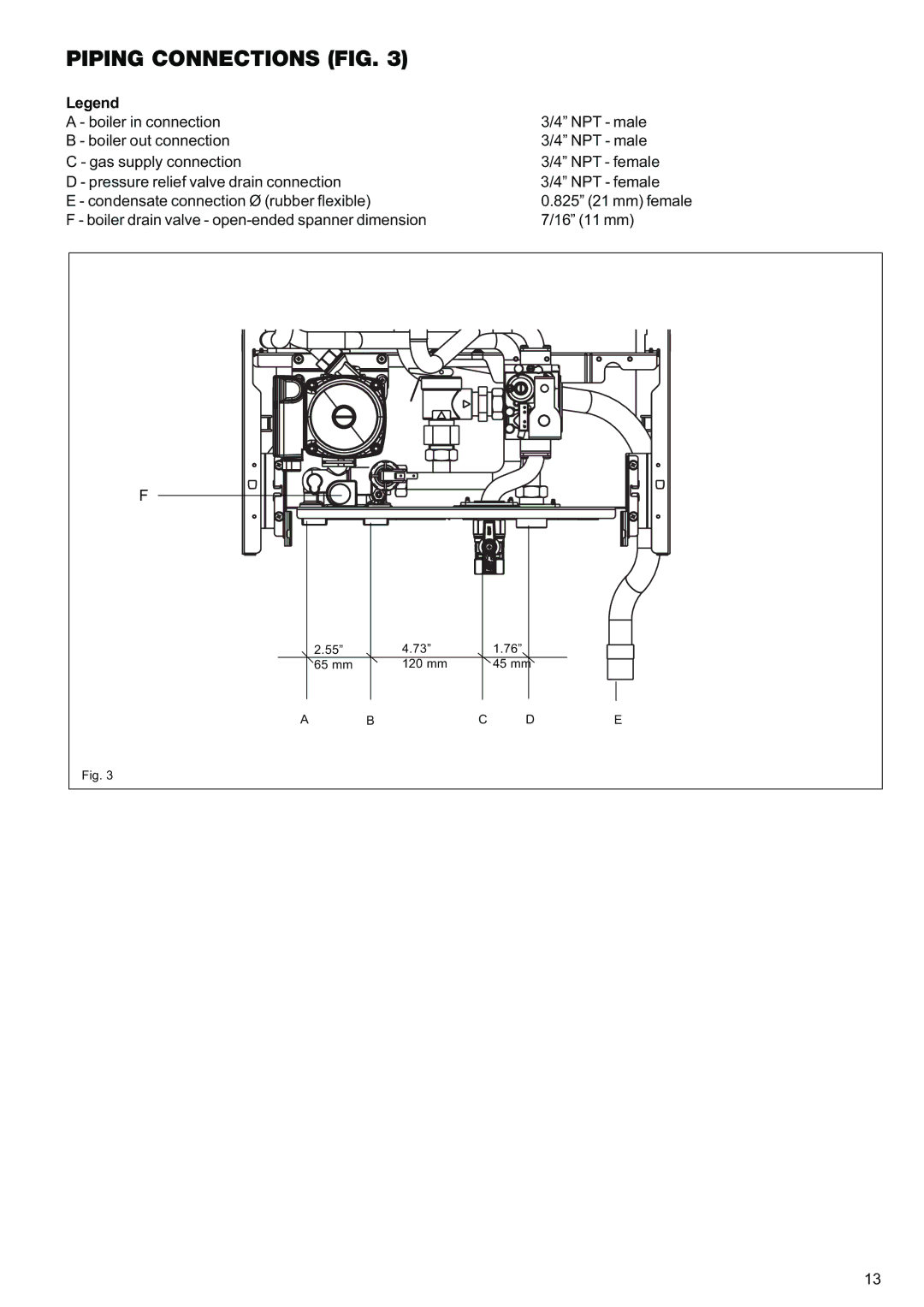 Raypak 120, 85 manual Piping Connections FIG 