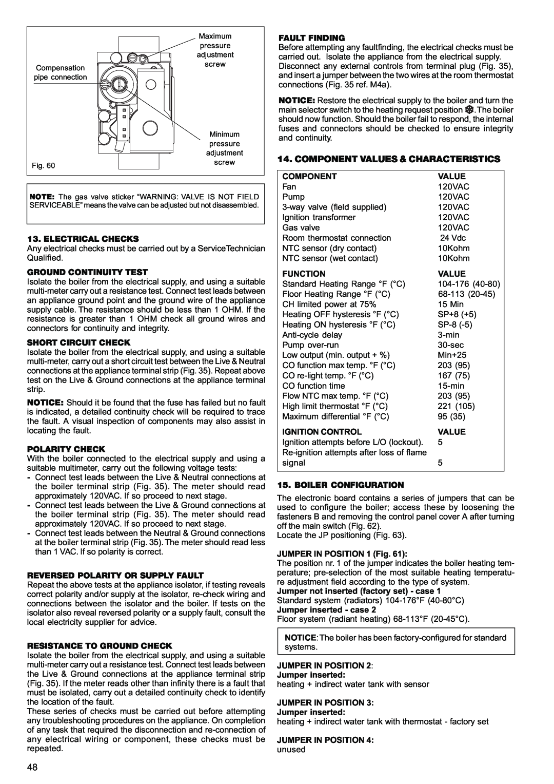 Raypak 85, 120 manual Component Values & Characteristics 