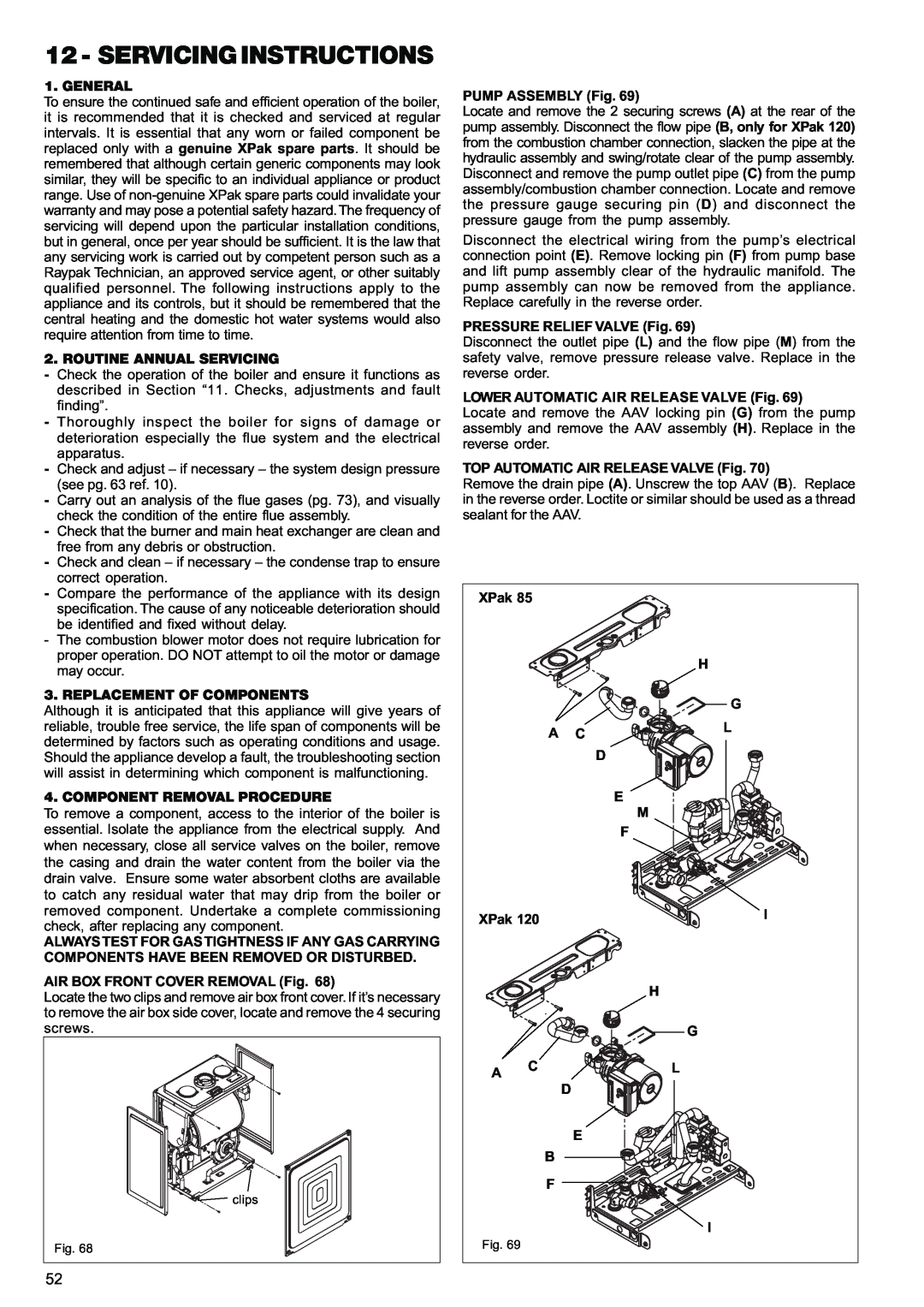 Raypak 85, 120 manual Servicing Instructions 