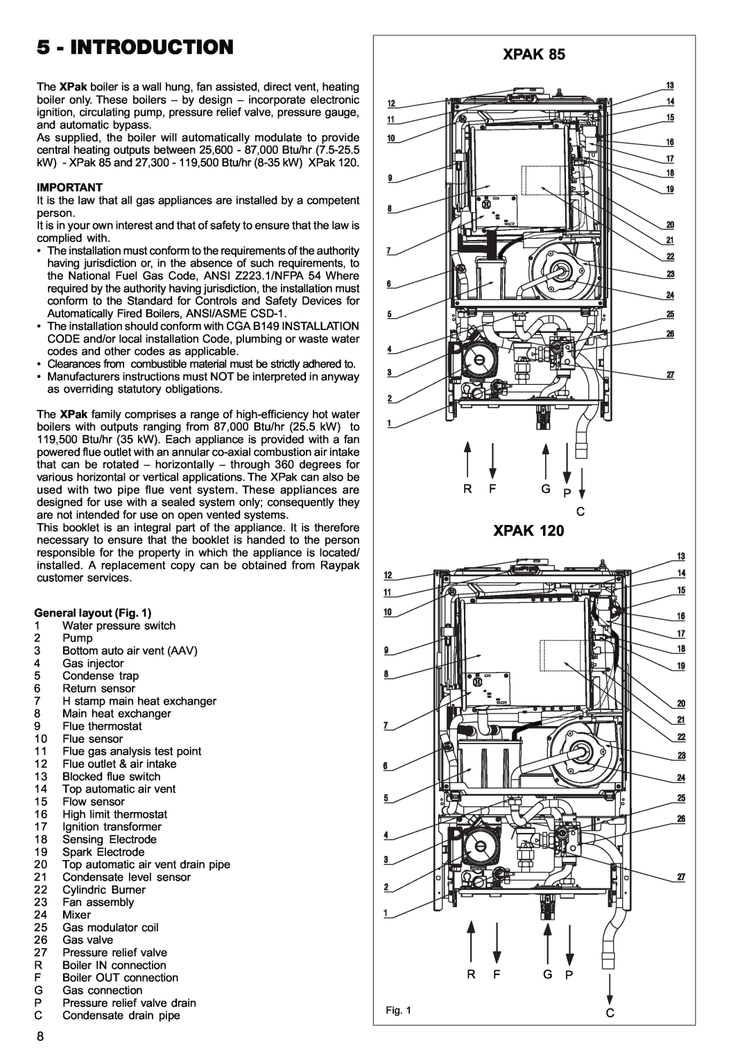 Raypak 85, 120 manual Introduction, Xpak 