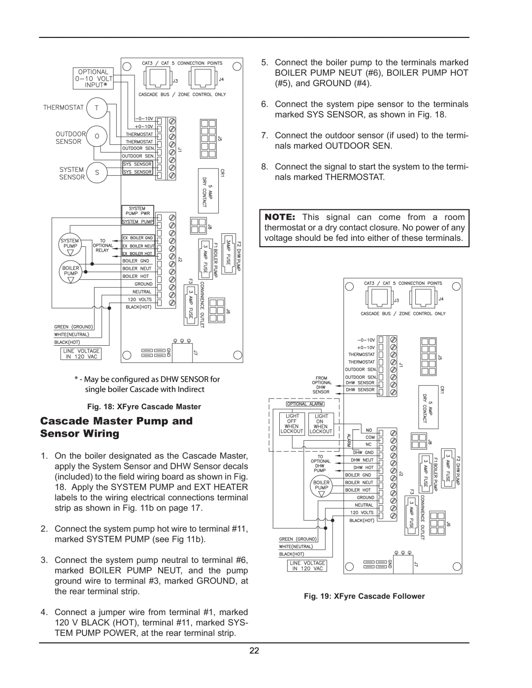 Raypak 850, 300 operating instructions Cascade Master Pump and Sensor Wiring 