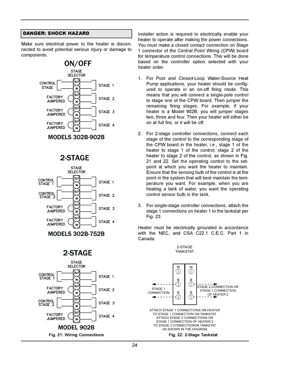 Raypak 902B, 302B manual Stage Tankstat 