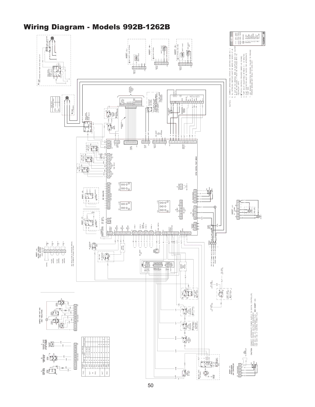 Raypak manual Wiring Diagram Models 992B-1262B 