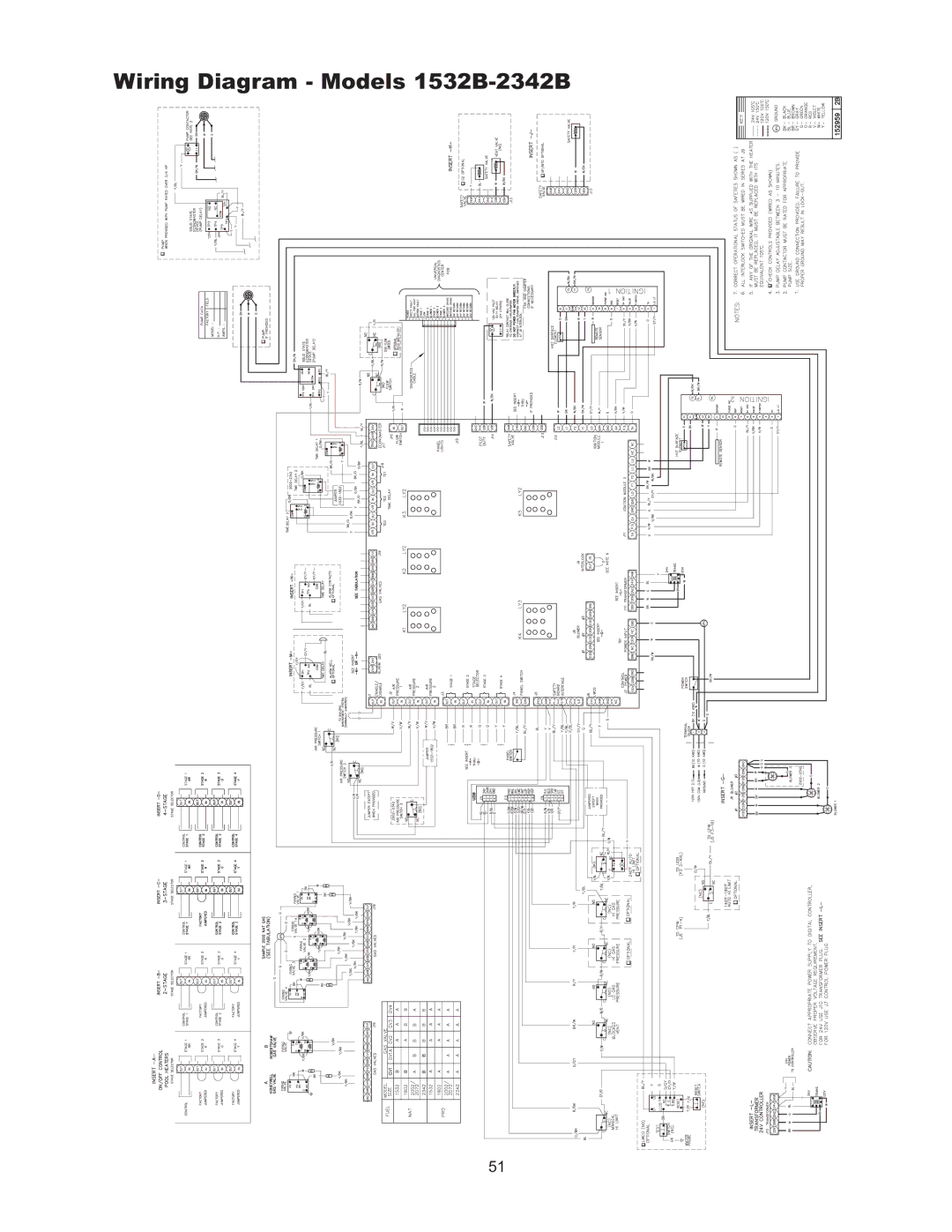 Raypak 992B-1262B manual Wiring Diagram Models 1532B-2342B 