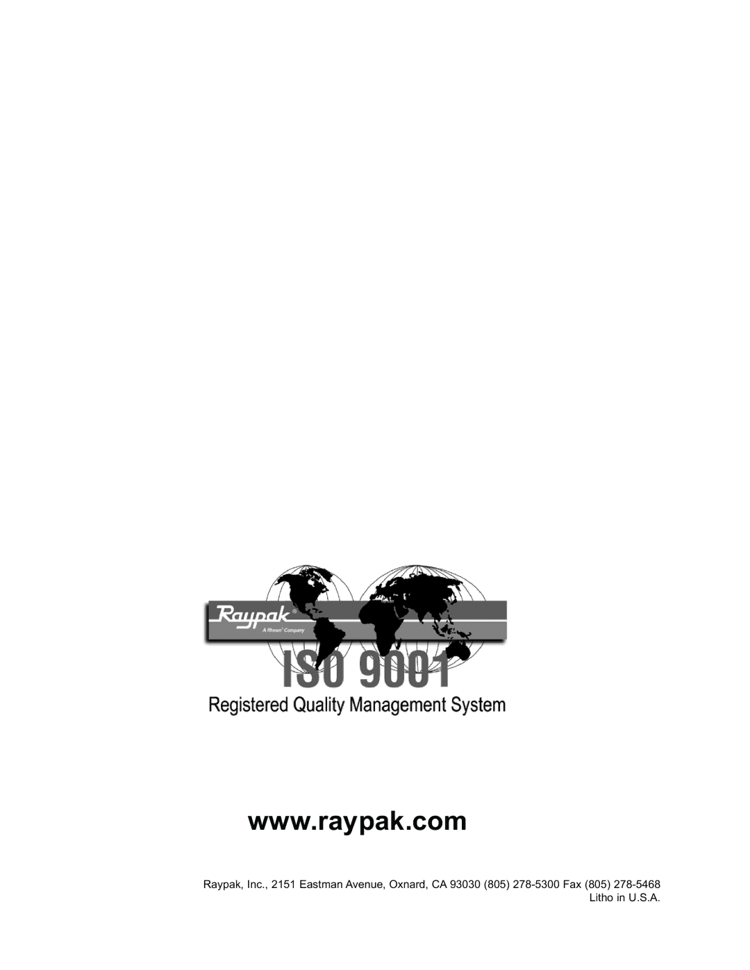 Raypak 992B-1262B manual 