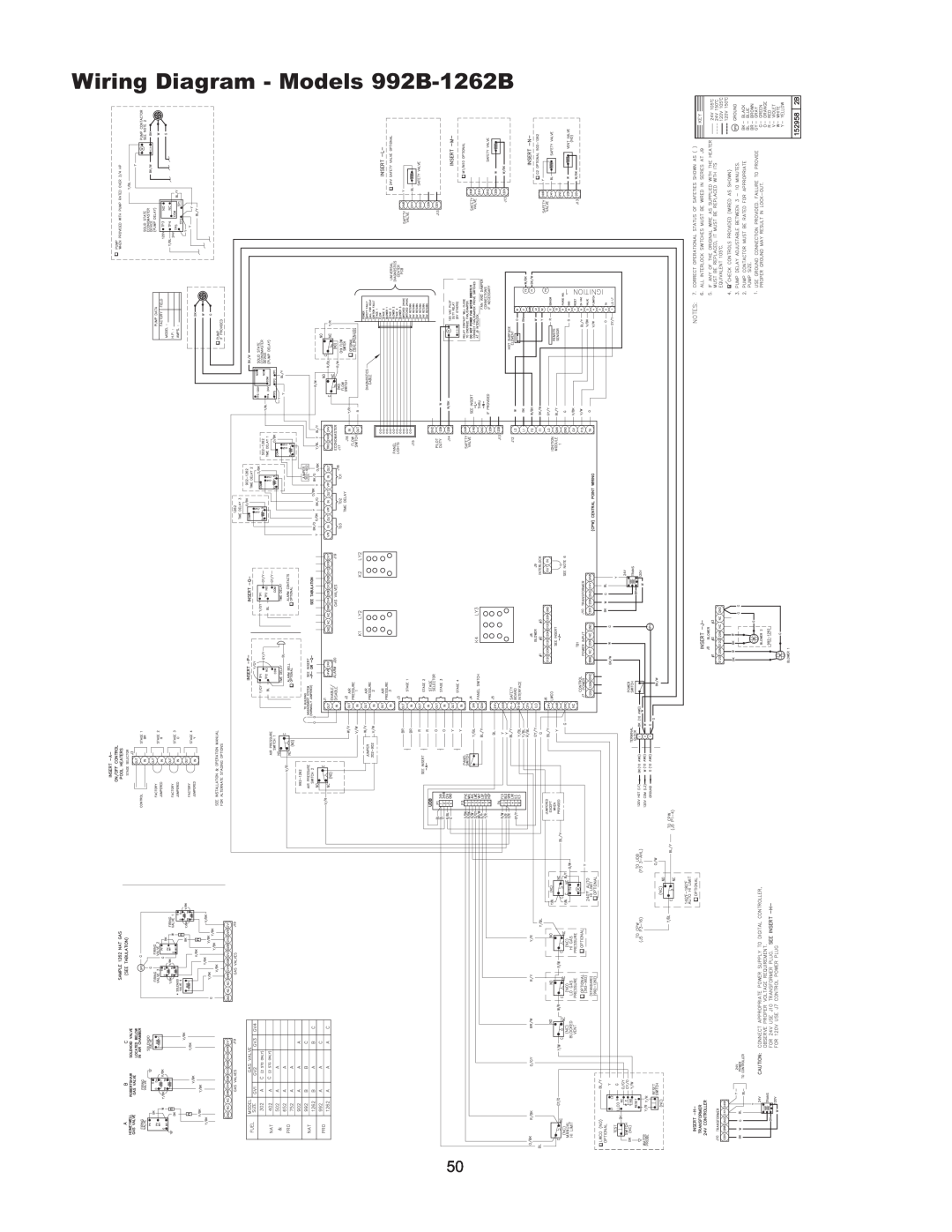 Raypak manual Wiring Diagram - Models 992B-1262B 