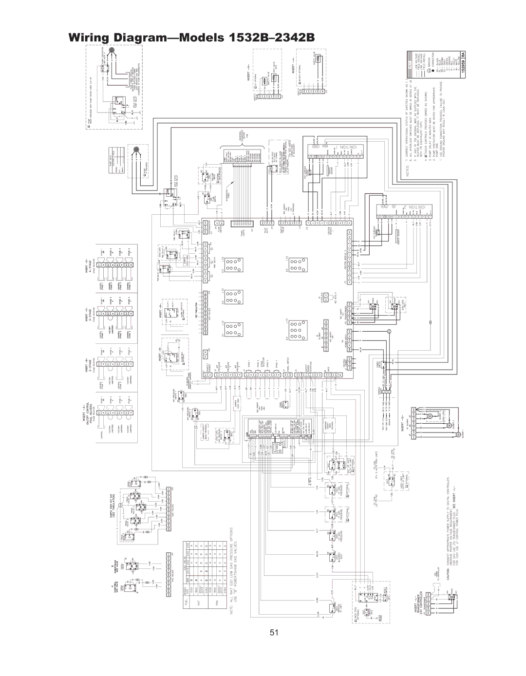 Raypak 992B manual Wiring Diagram-Models 1532B-2342B 