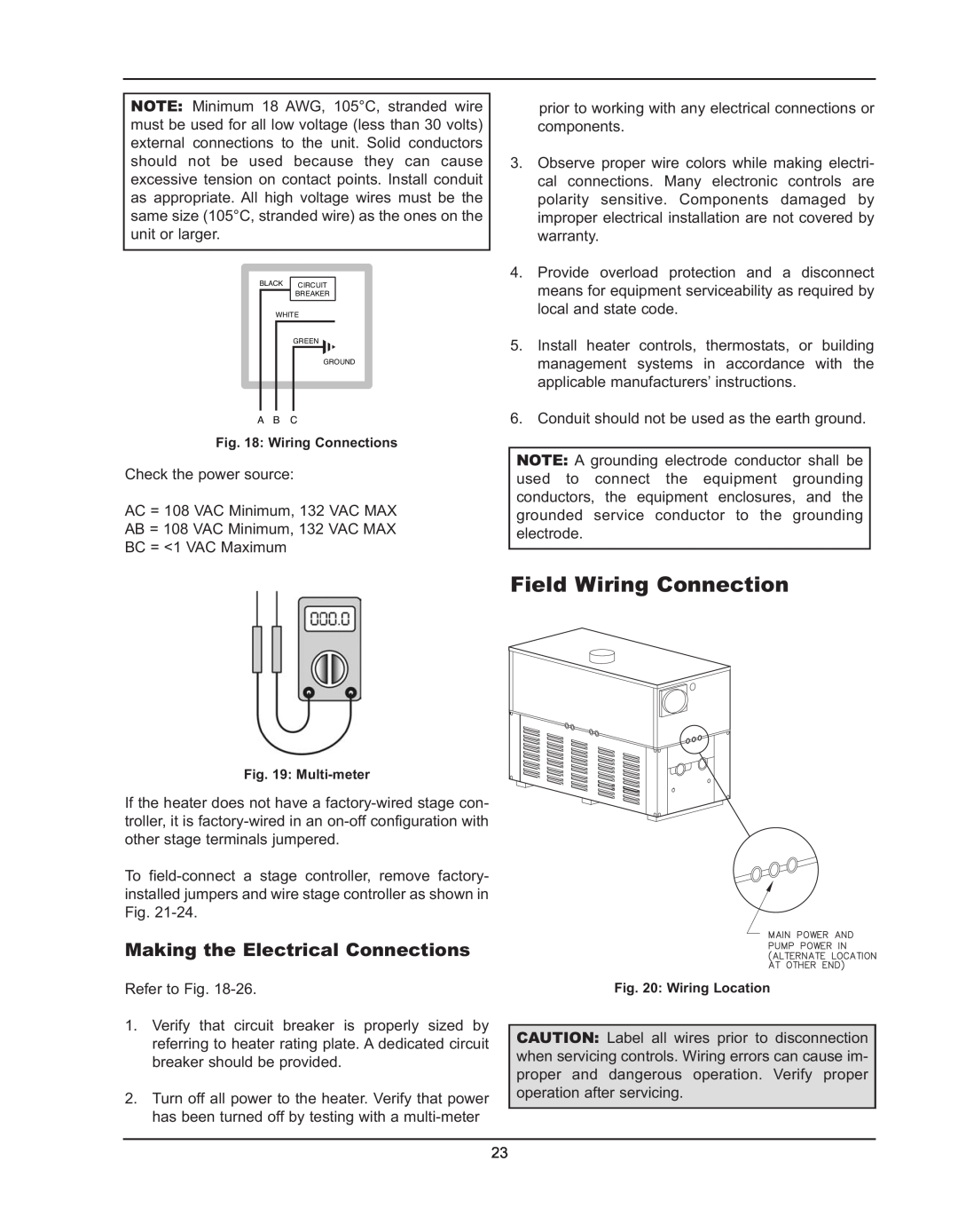 Raypak 992B manual Field Wiring Connection, Making the Electrical Connections 