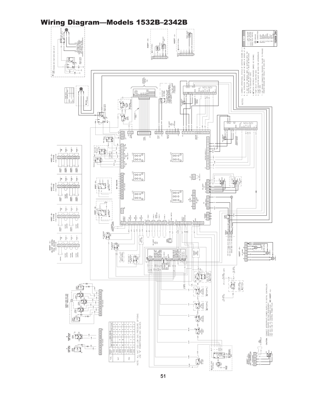 Raypak 992B manual Wiring Diagram—Models 1532B–2342B 