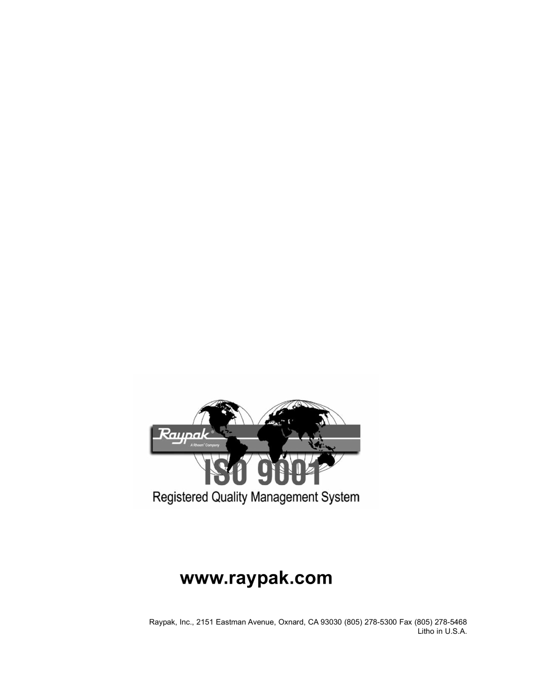 Raypak 992B manual 